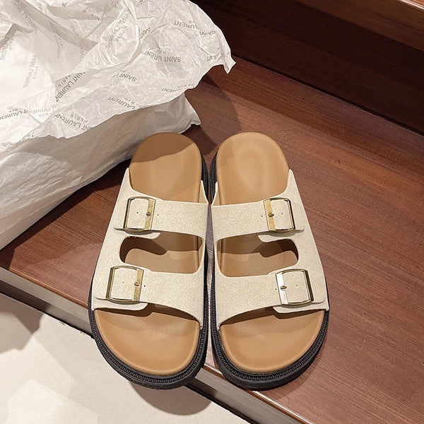 Solange | Women's Cushioned Slip-On Buckle Sandals
