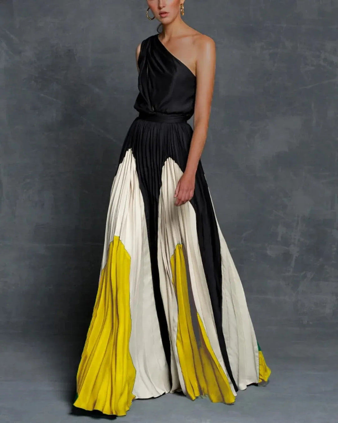 Women’s One-Shoulder Pleated Dress | Maxi