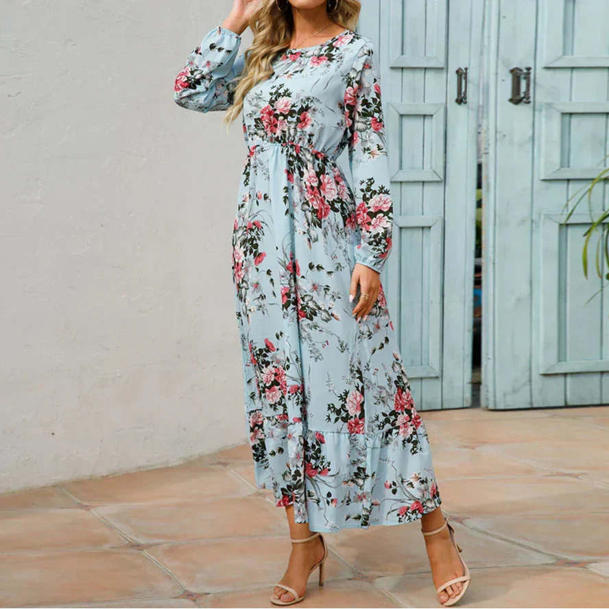 Women's Maxi Dress with Flowy Design and Adjustable Straps