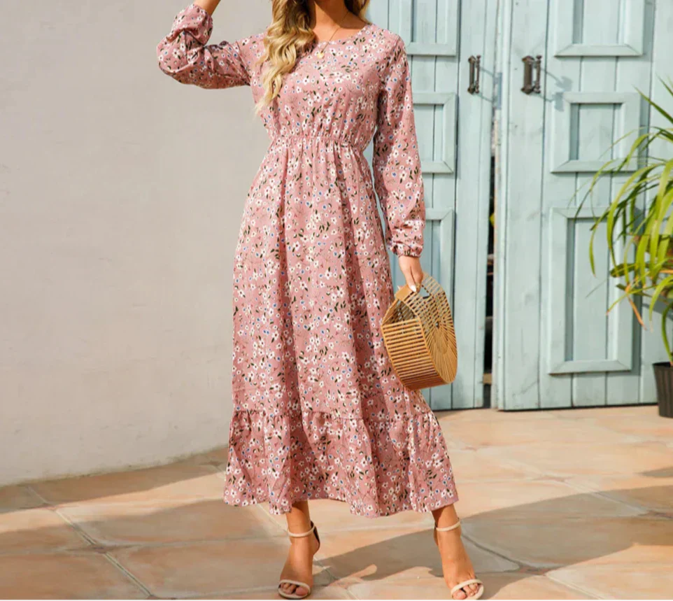 Women's Maxi Dress with Flowy Design and Adjustable Straps