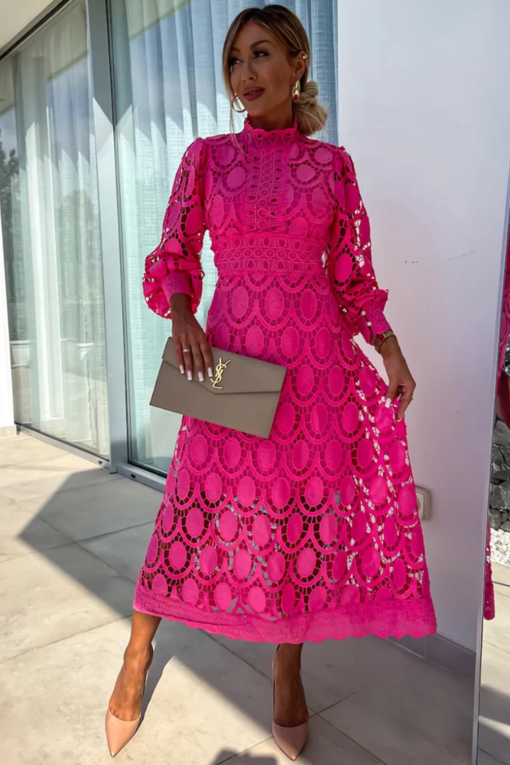 Women's Lace Dress with Intricate Design and Classic Fit