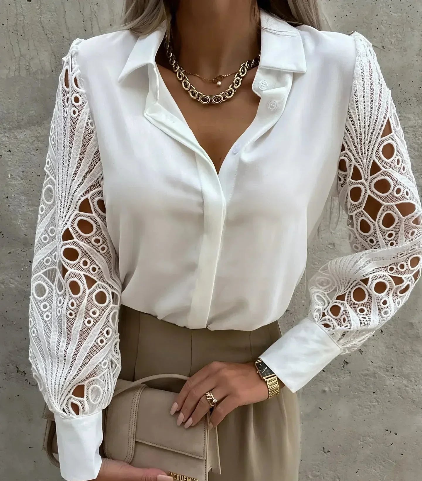 Women's Blouse with Exquisite Sleeves and Versatile Design