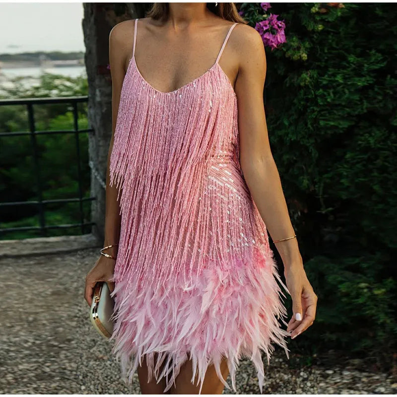 Women’s Ruffle Detail V-Neck Dress | Mini