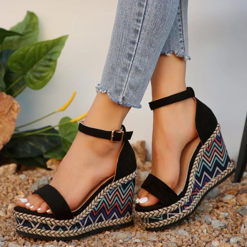 Birdie | Women's Boho Cushioned Wedge Sandals Wide Fit