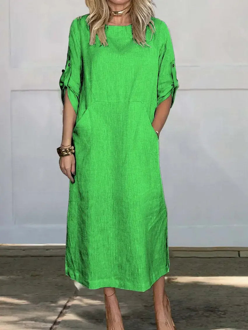 Women's A-Line Evening Dress with Loose Fit and Draped Design