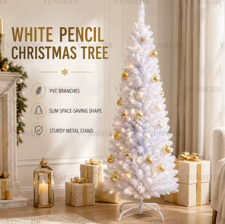Slim White Christmas Tree – Space-Saving Pencil Design