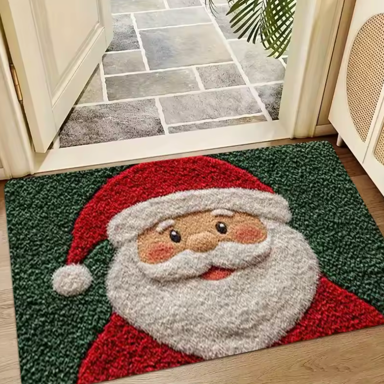 Christmas Doormat – Gingerbread Man & Santa Claus Holiday Welcome Mat (60x40cm)