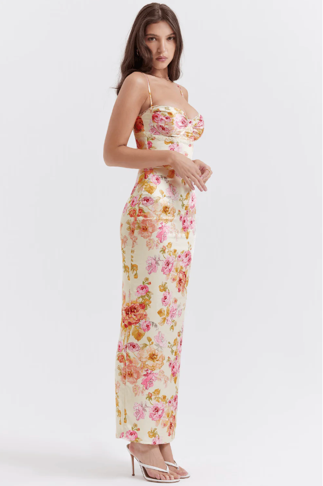 Women's Floral Spaghetti Strap Dress with Adjustable Straps and Flowing Skirt