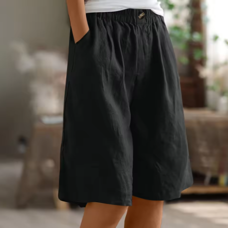 Women's Casual Shorts with Relaxed Fit and Adjustable Waist