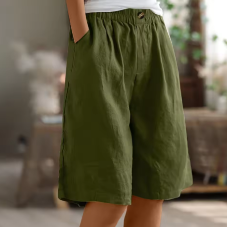 Women's Casual Shorts with Relaxed Fit and Adjustable Waist
