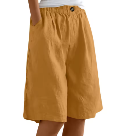 Women's Casual Shorts with Relaxed Fit and Adjustable Waist