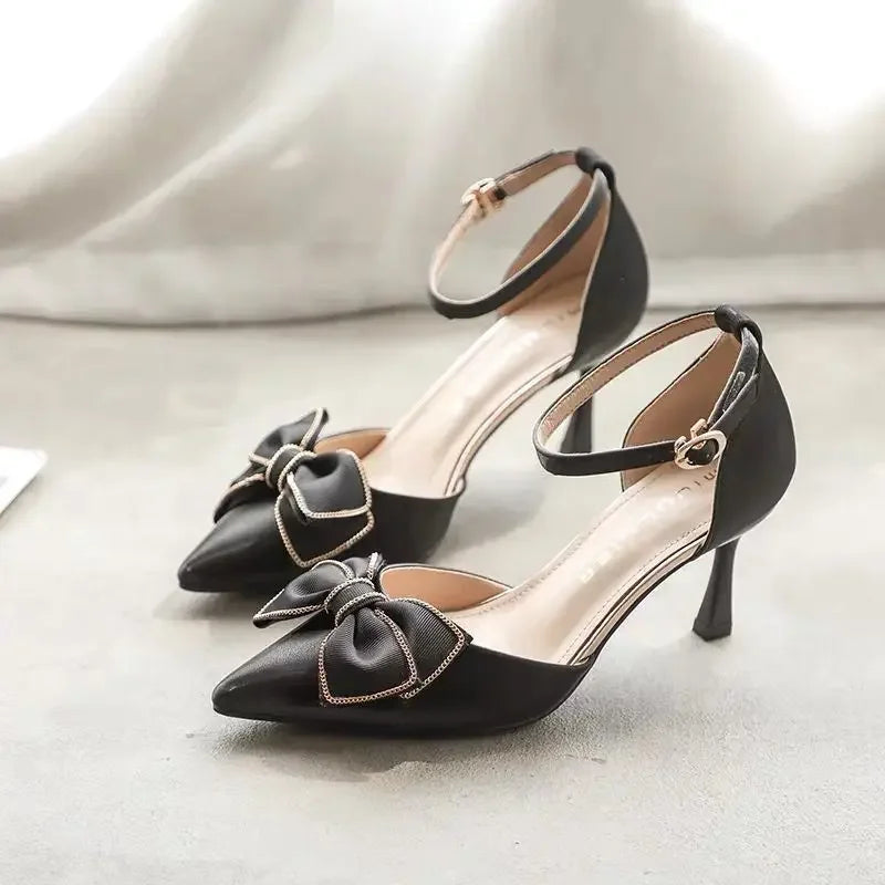 Erich | Pointed Strap Heels with Bow Detail