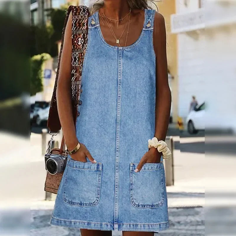 Women's Light Summer Dress with Adjustable Straps and Flowy Design
