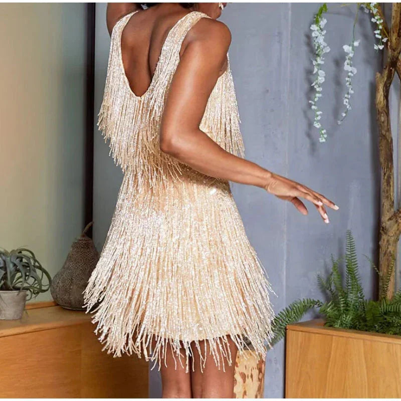 Women’s Ruffle Detail V-Neck Dress | Mini