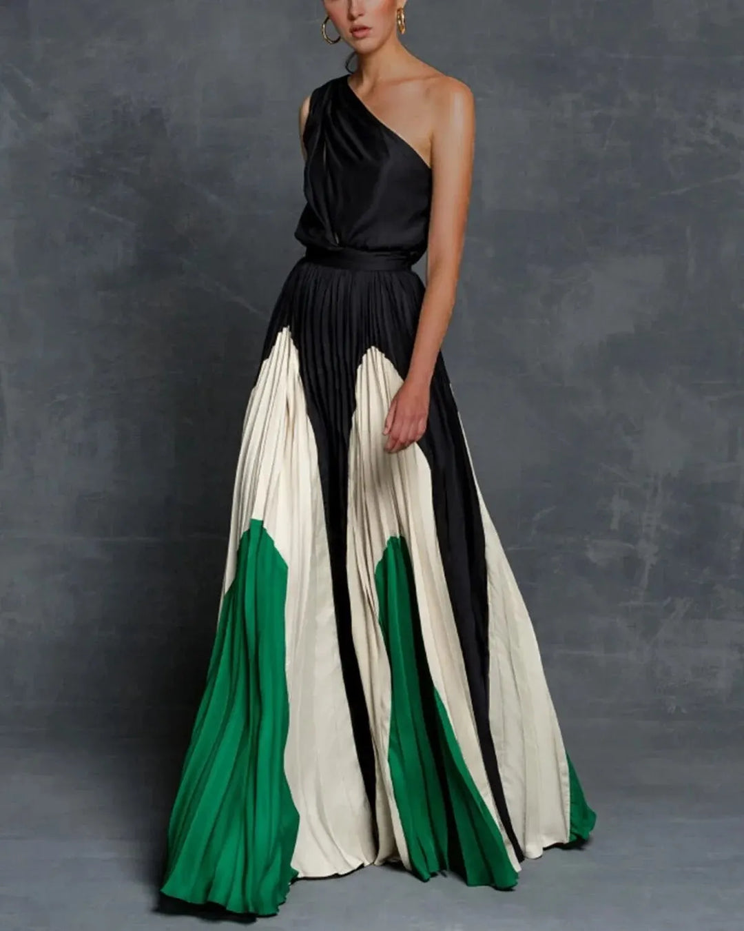 Women’s One-Shoulder Pleated Dress | Maxi