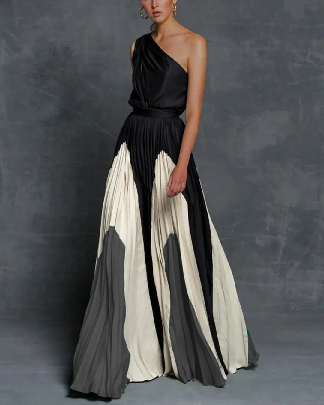 Women’s One-Shoulder Pleated Dress | Maxi