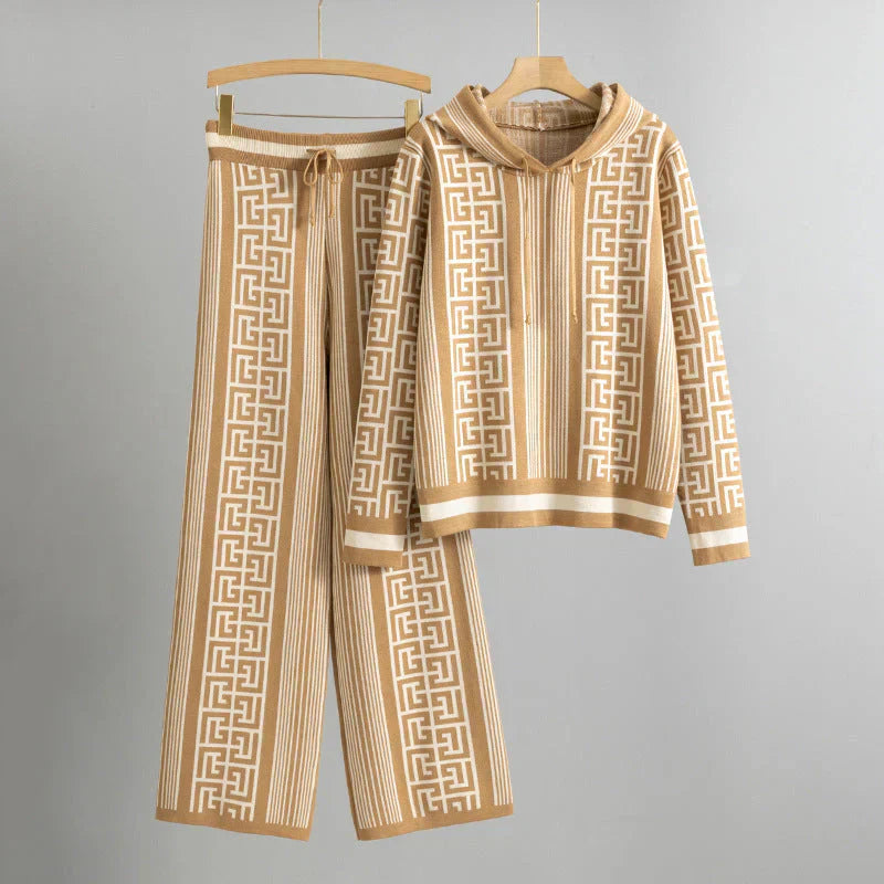 Women's Hoodie and Trousers Set with Adjustable Hood and Relaxed Fit