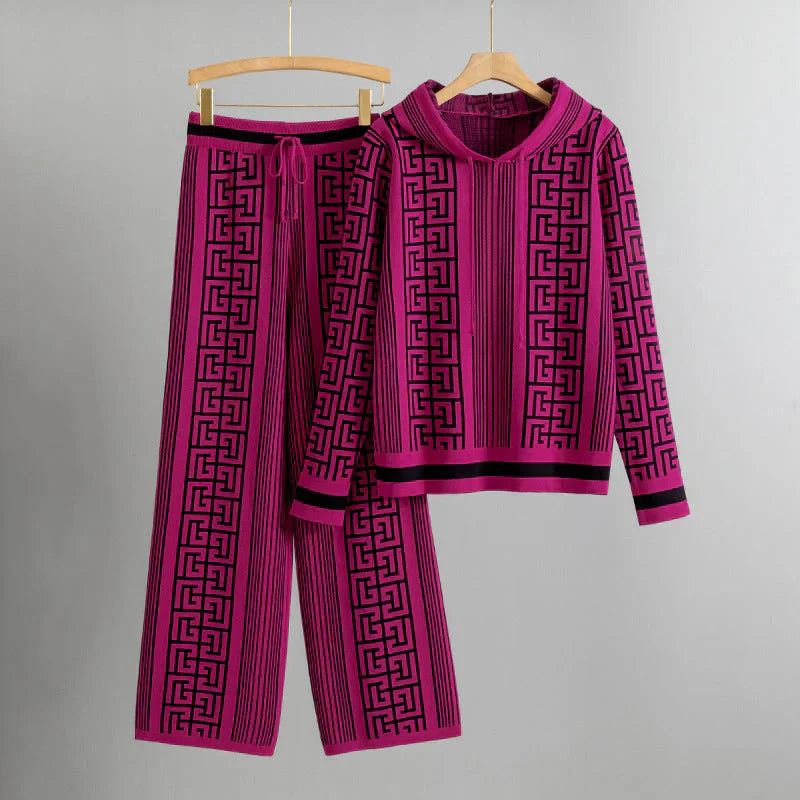 Women's Hoodie and Trousers Set with Adjustable Hood and Relaxed Fit