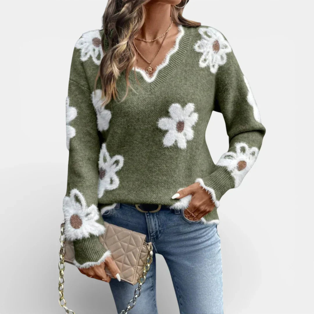 Angeline™ | Elegant Floral Print Sweater