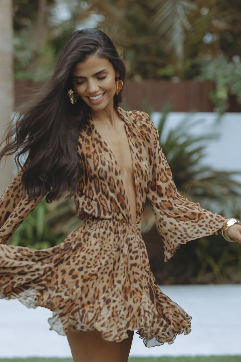 Women’s Deep V-Neck Long Sleeve Dress | Mini