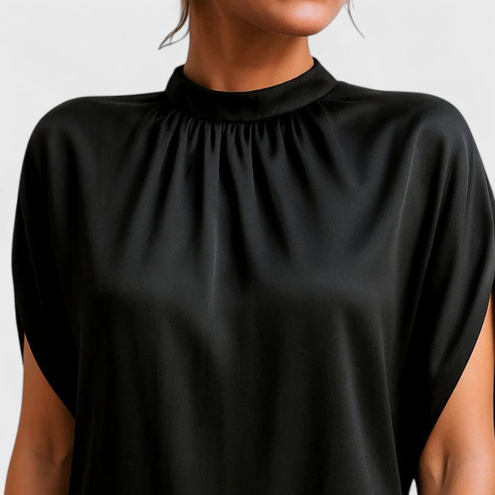 Women's Mock Neck Mini Dress with Split Sleeves and Versatile Style