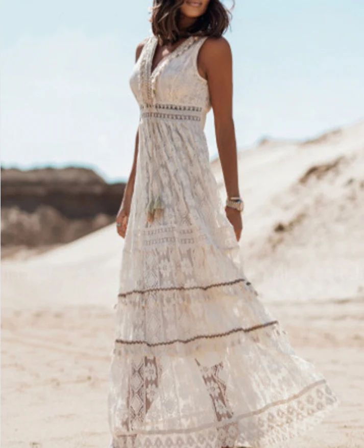 Women's Boho Printed Draped Dress with Flowy Design and Versatile Style