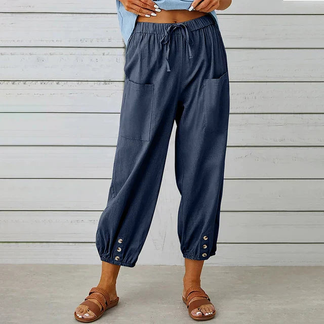 Women's Relaxed Trousers with High Waist and Versatile Fit