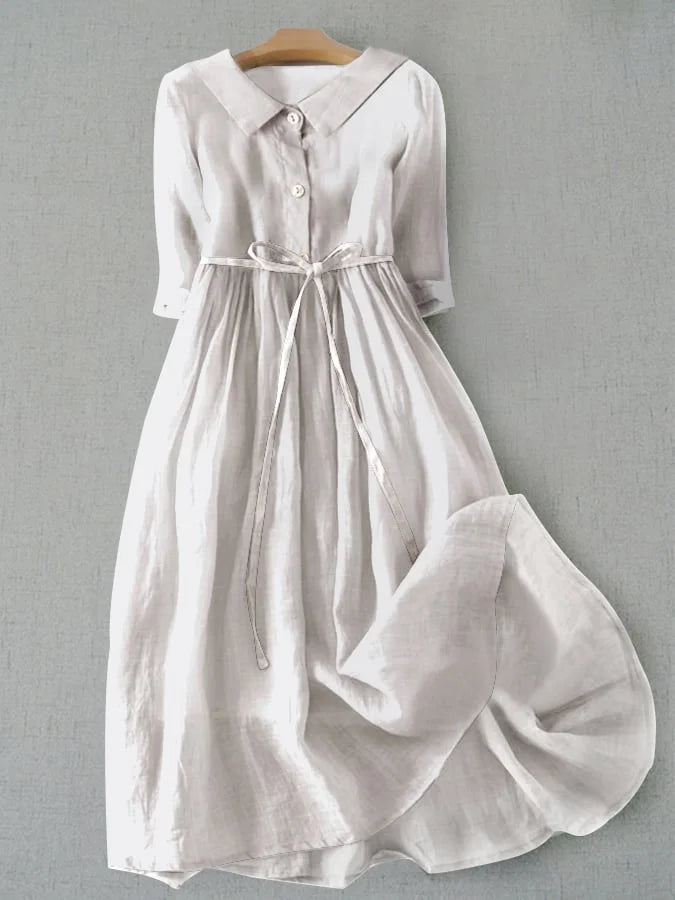 Women's Draped Midi Dress with Flowing Design and Versatile Style