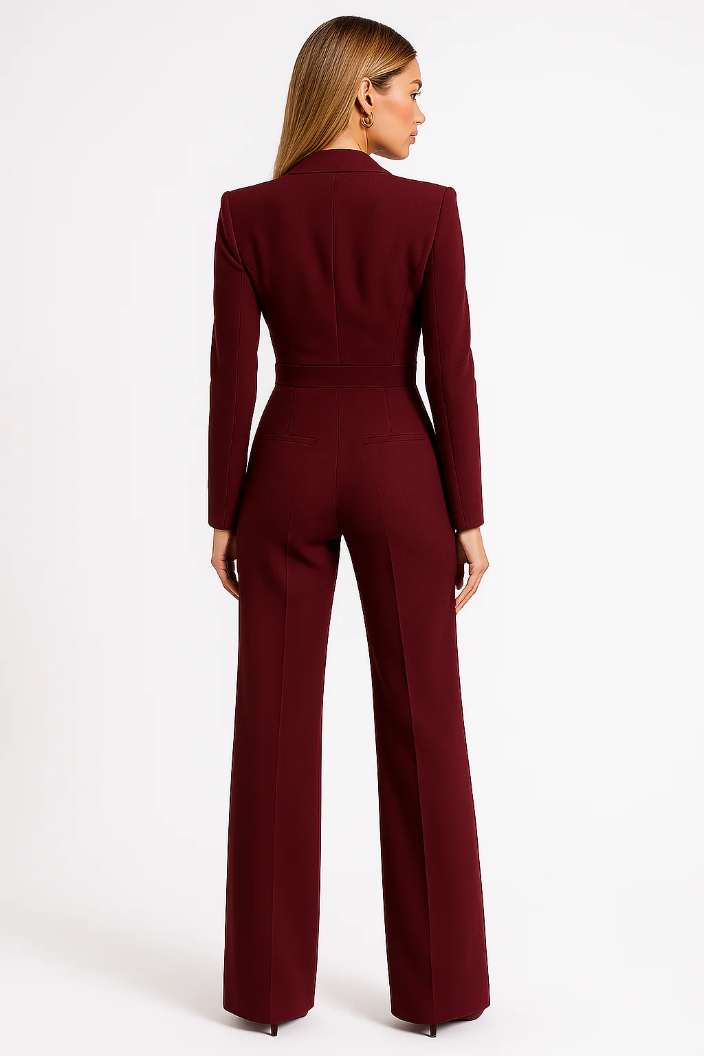 Women’s V-Neck Long Sleeve Jumpsuit | Wide Leg