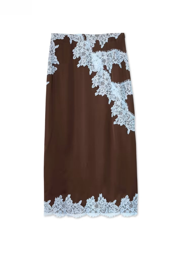 Women's Lace Panel Top and Skirt Set with Stylish Design and Versatile Fit