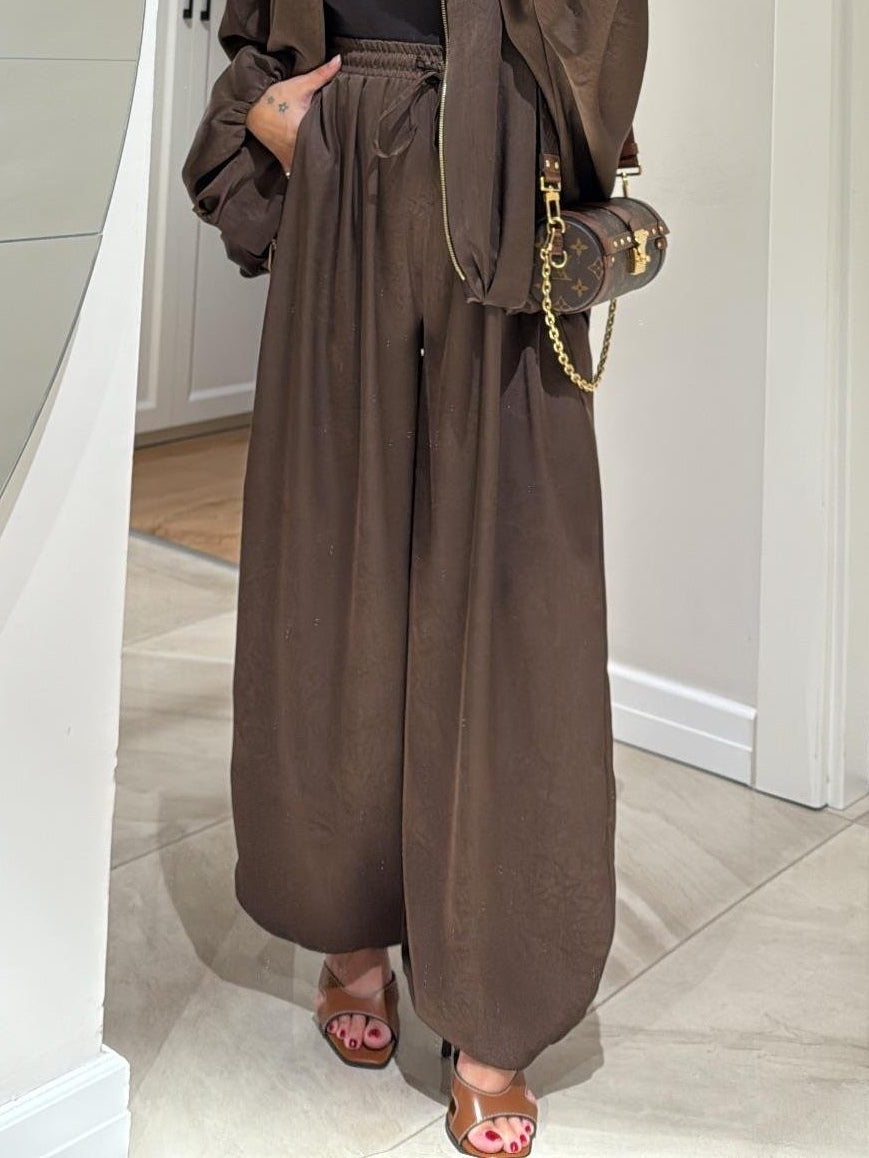 Women's Casual Two-Piece Suit with Jacket and Drawstring Trousers