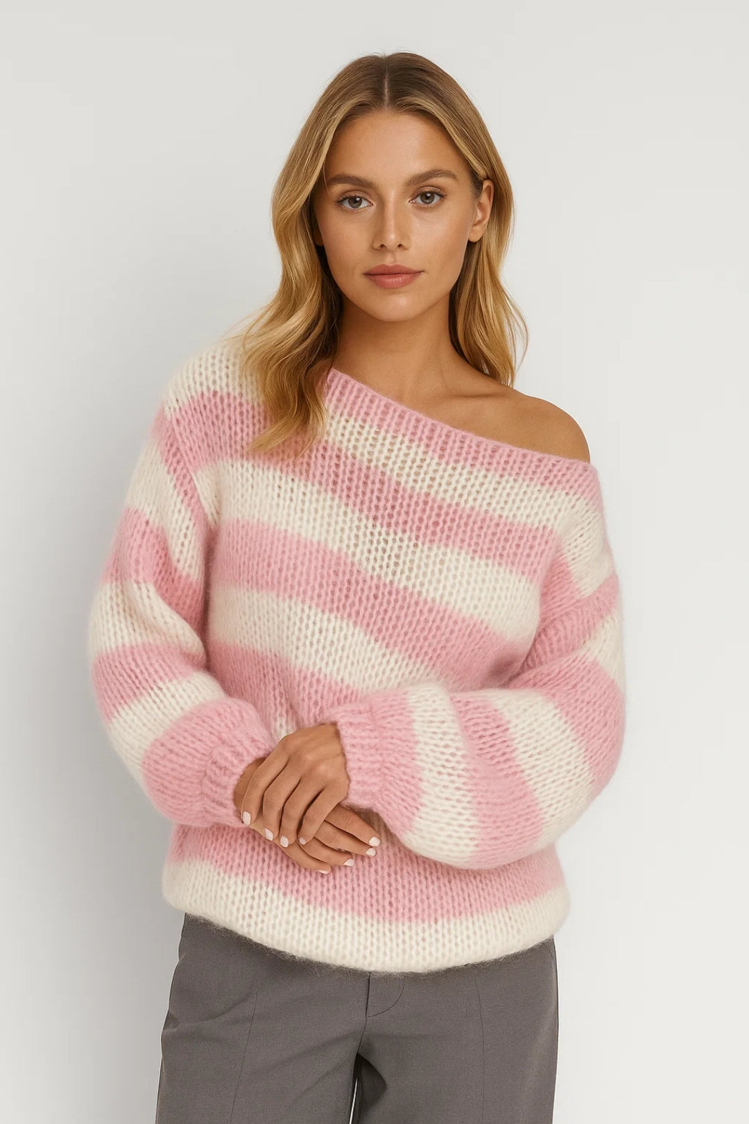 Sweater Women - Striped Oversized Casual Sweater