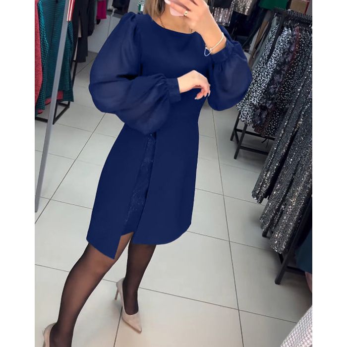 Women's Classic Midi Dress with Side Slit and Versatile Design