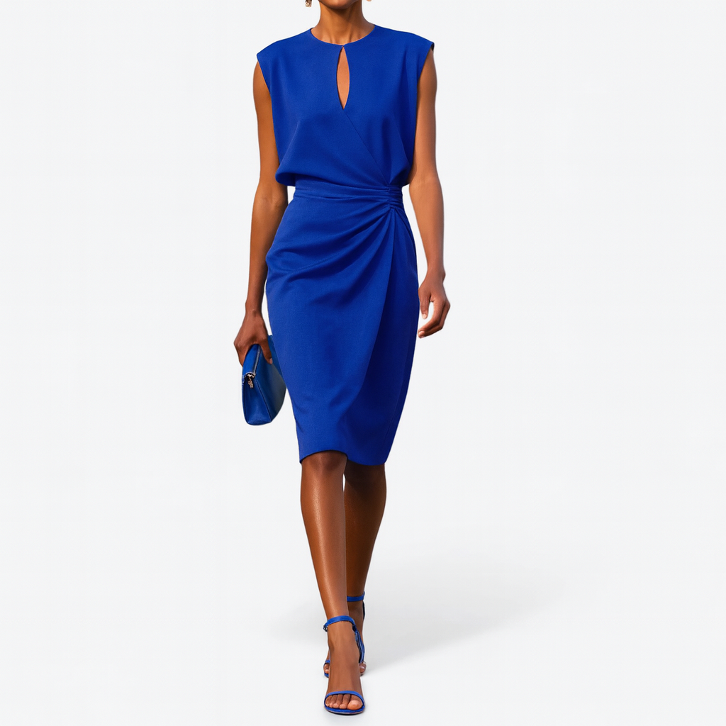 Women's Midi Dress with Side Slit and Fitted Design
