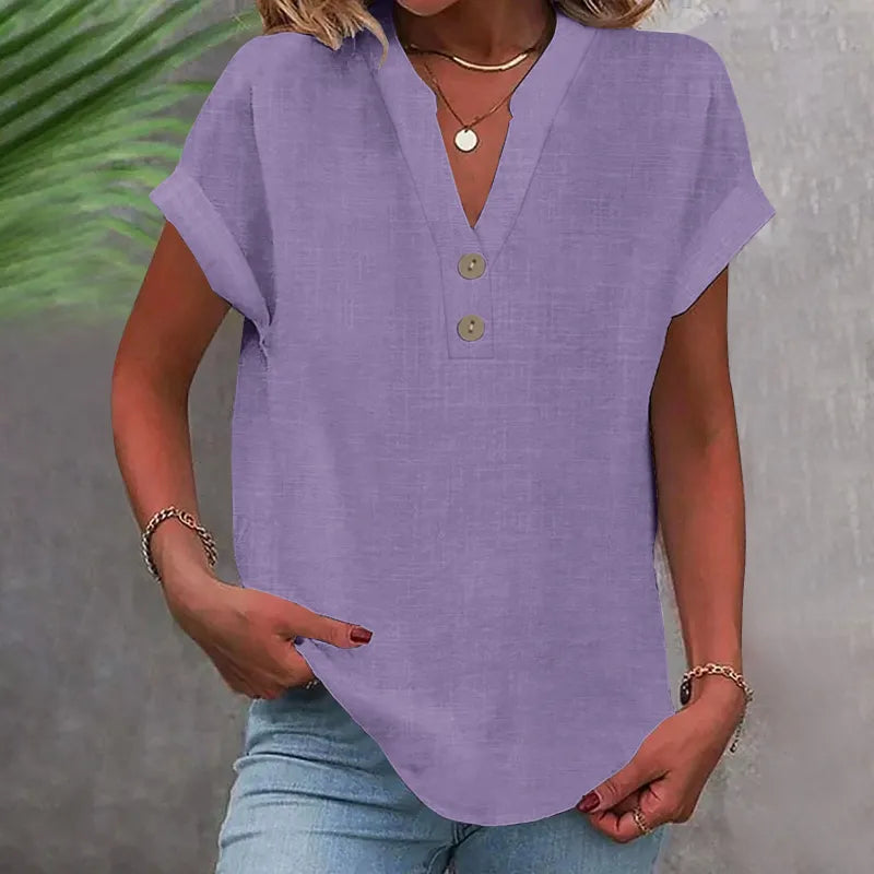 Women’s Blouse | V-Neck with Button Detail