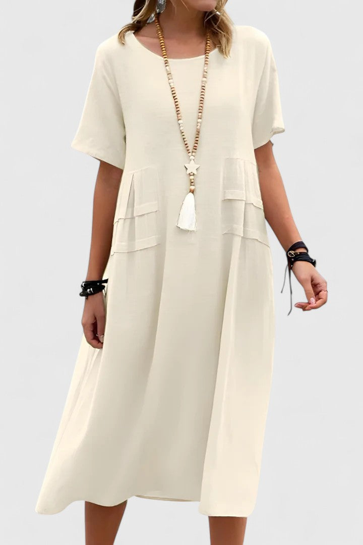 Women's Midi Dress with Side Slit and Fitted Design
