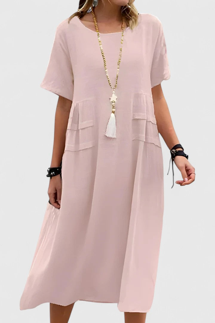 Women's Midi Dress with Side Slit and Fitted Design