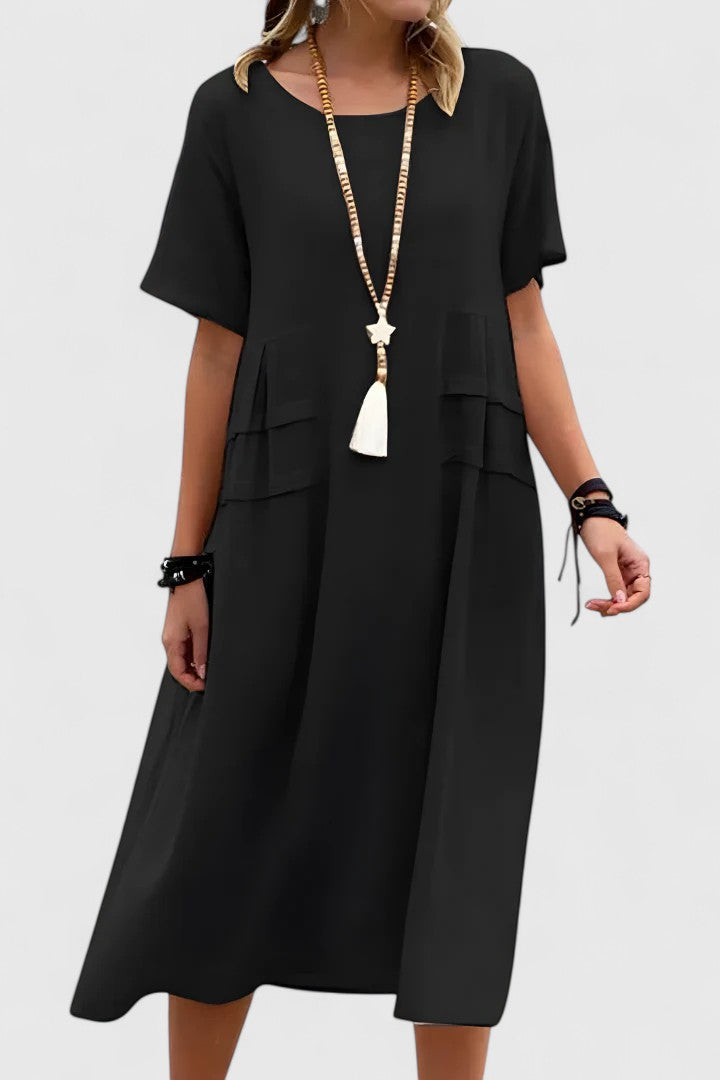 Women's Midi Dress with Side Slit and Fitted Design