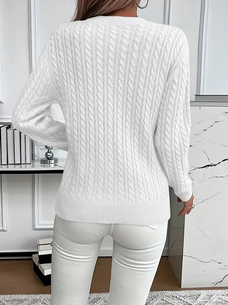 Women's Cable Knit Jumper with Cozy Texture and Versatile Style