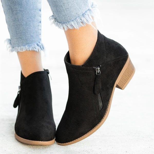 Women’s Ankle Boots | Zipper Block Heel Design