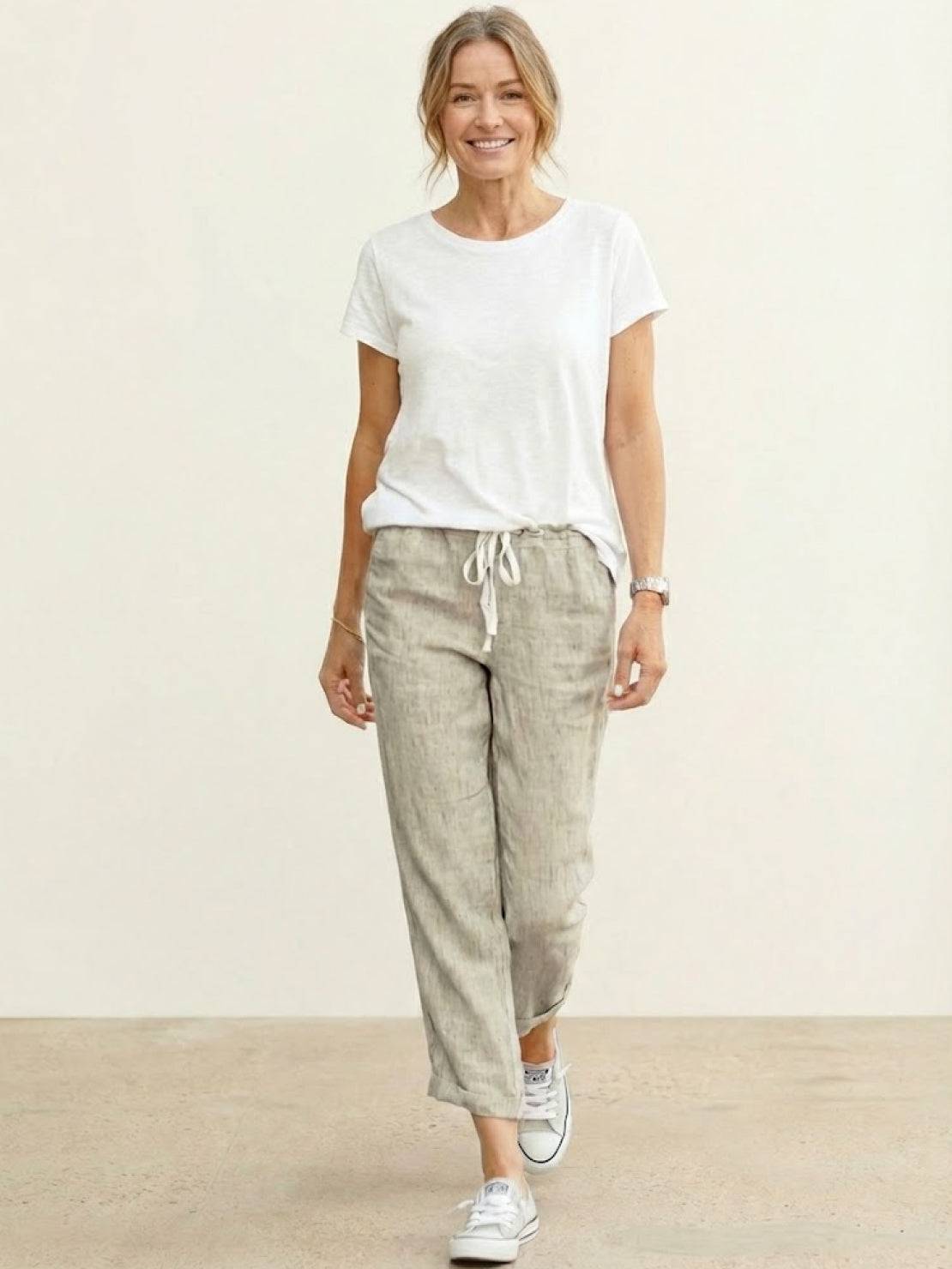 Women's Drawstring Straight-Leg Trousers with Adjustable Waist and Versatile Fit