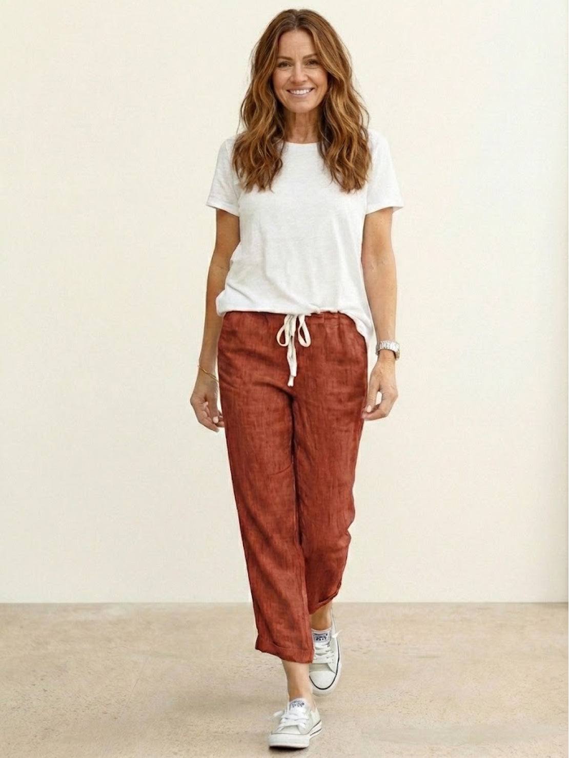 Women's Drawstring Straight-Leg Trousers with Adjustable Waist and Versatile Fit