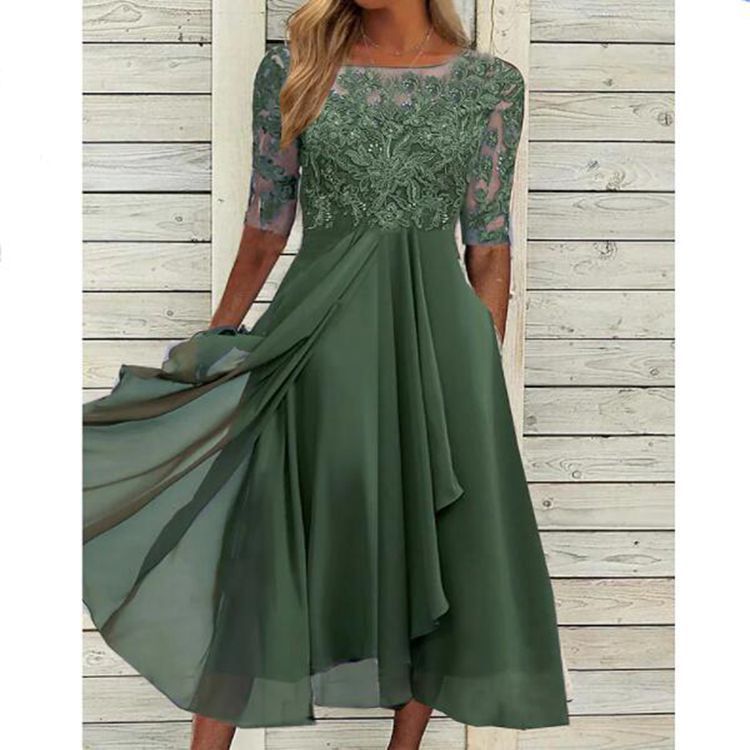 Women’s Three-Quarter Sleeve Dress | Midi