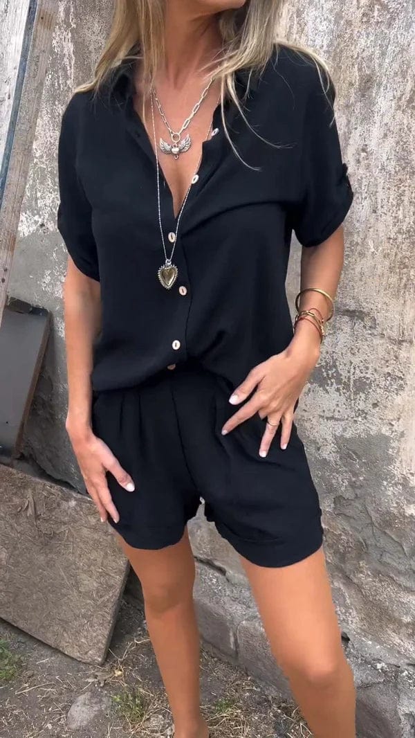 Women's Summer Shorts and Top Set with Breathable Fabric and Relaxed Fit