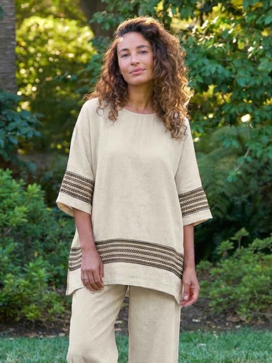 Women's Striped Two-Piece Set with Wide-Leg Trousers and Tee