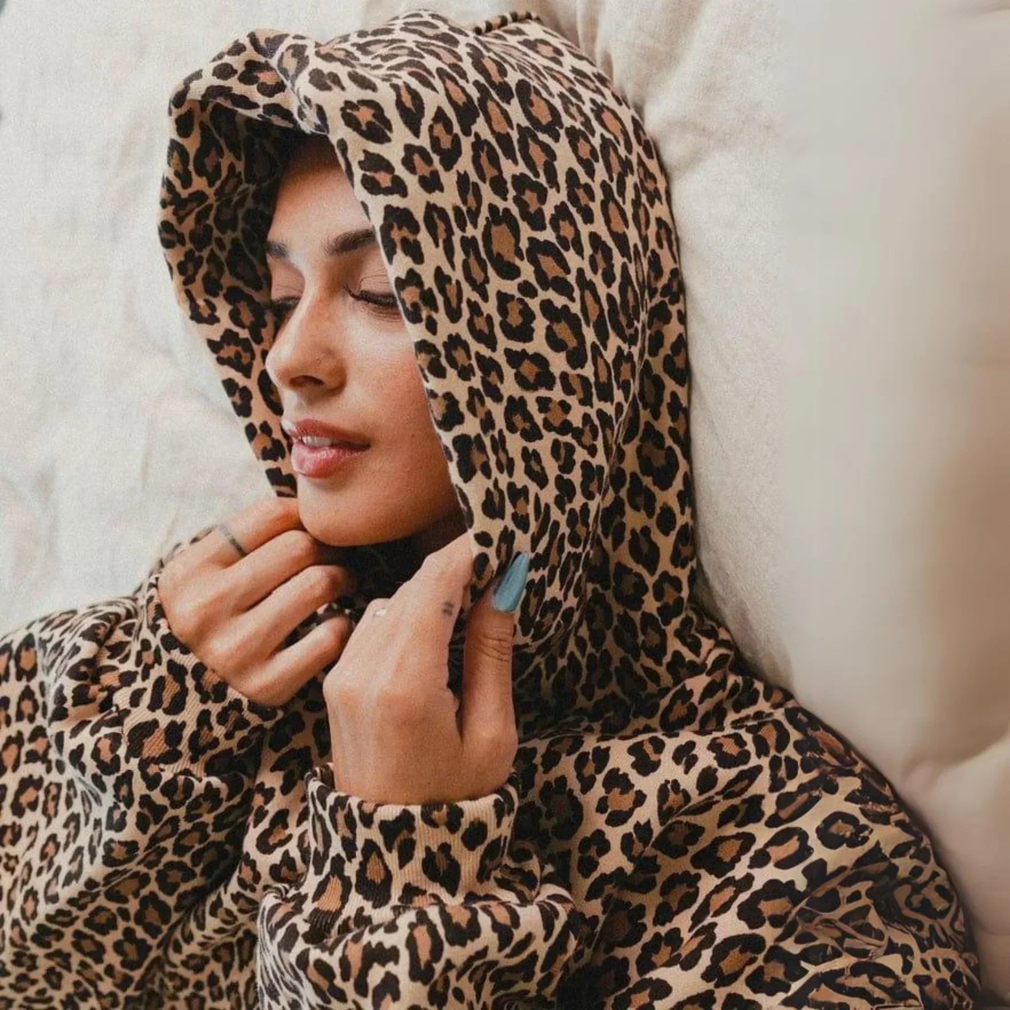 Women’s Leopard Print Hoodie | Drawstring Hood