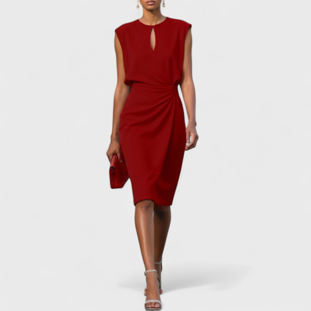 Women's Midi Dress with Side Slit and Fitted Design