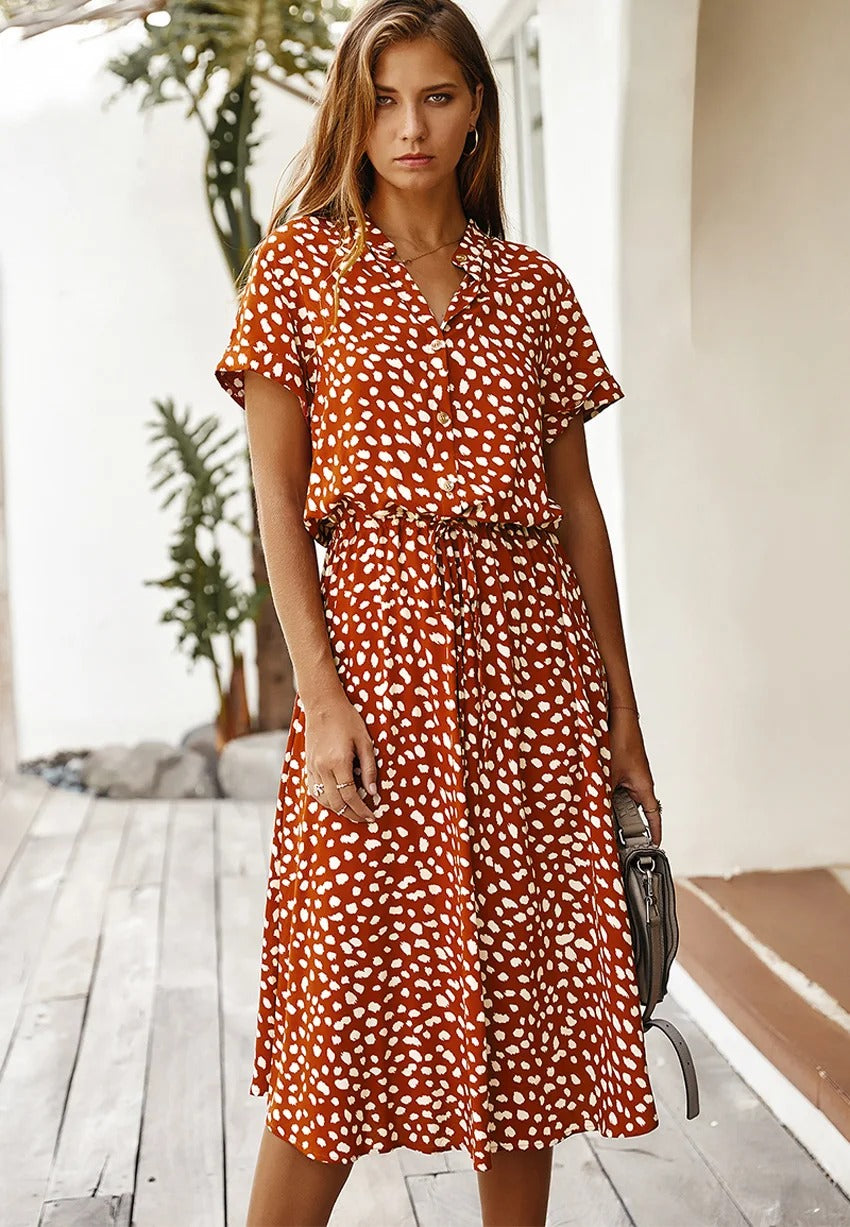 Women's Summer Dress with Adjustable Straps and Flowing Skirt