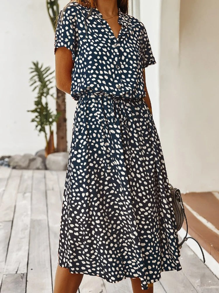 Women's Summer Dress with Adjustable Straps and Flowing Skirt