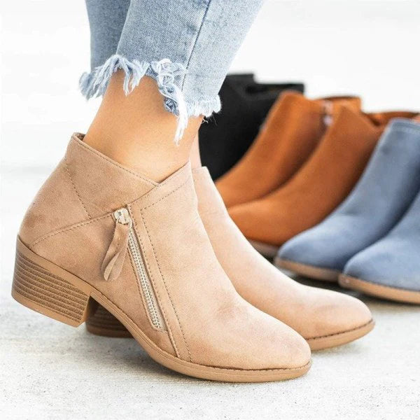 Women’s Ankle Boots | Zipper Block Heel Design